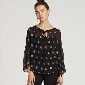 Rebecca Minkoff Starry top! Black w gold and silver stars- size small